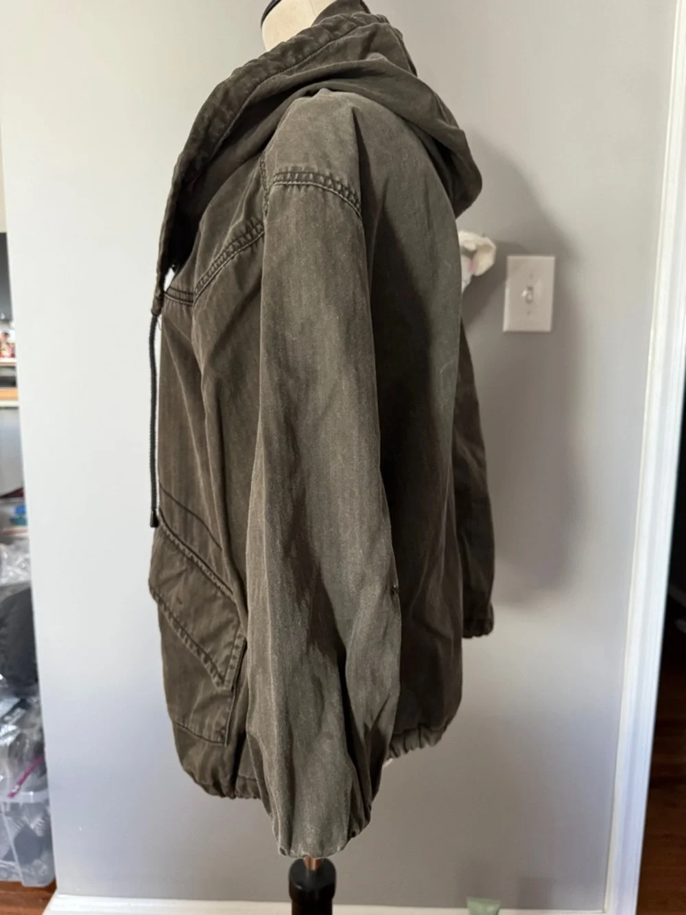 Free People Women’s Olive Hooded Utility Jacket - Picture 7 of 9